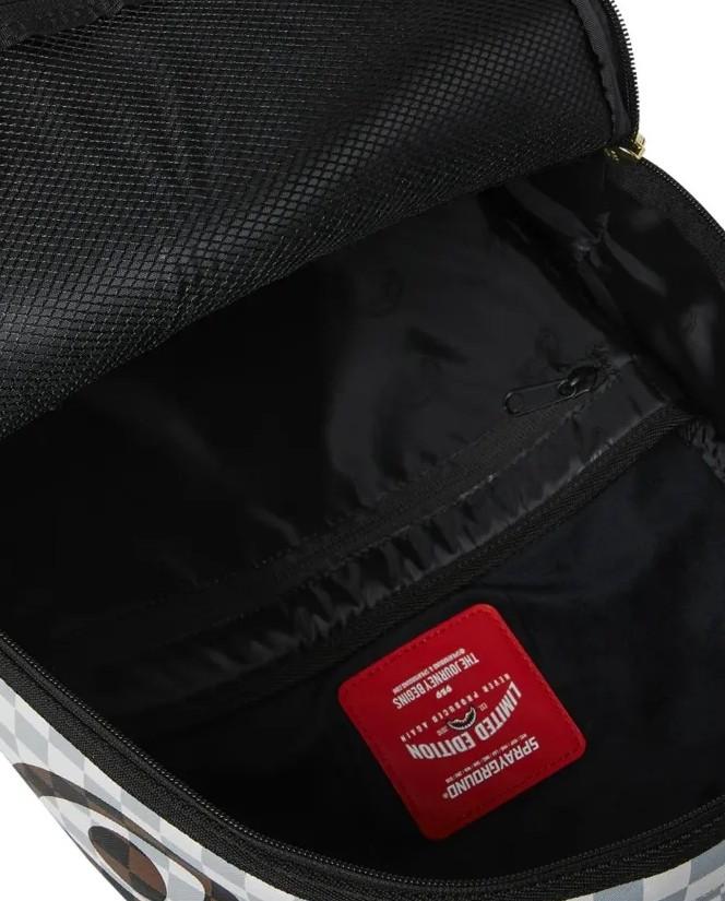 SPRAYGROUND CREAM BROWN TEAR CHECK BACKPACK