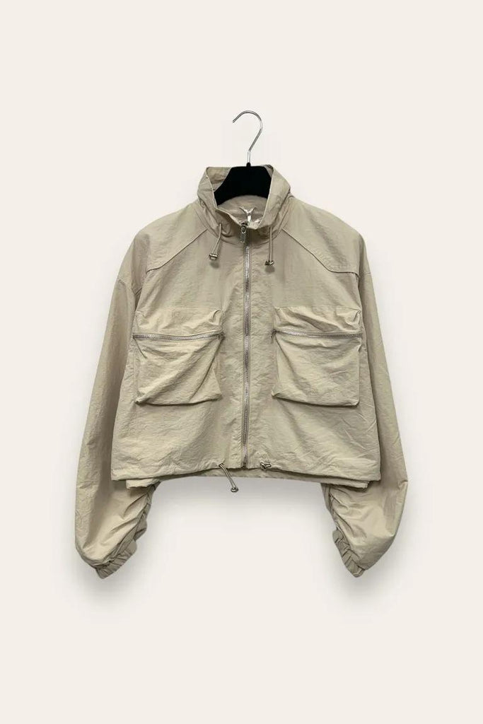 LOVEme Giacca a bomber cropped con due tasche frontali