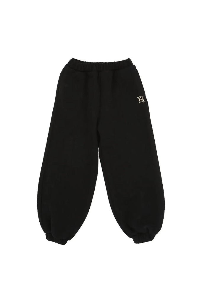 ELISABETTA FRANCHI La Mia Bambina JOGGERS IN FELPA EMBOSSED CON PLACCA EF NERO
