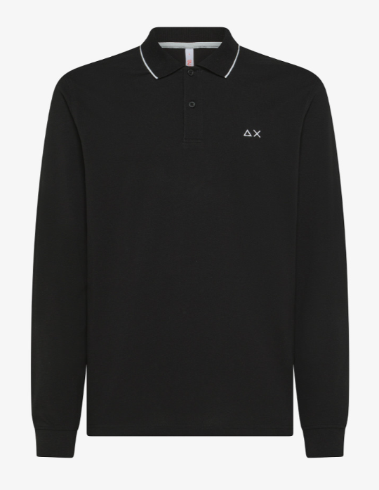 SUN68 POLO SMALL STRIPES ON COLLAR  L/S