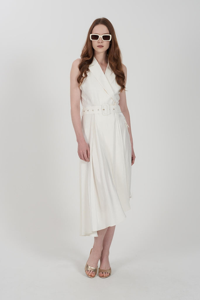 YES ZEE ABITO DONNA ASIMMETRICO SMANICATO CON CINTURA