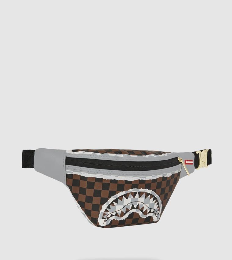 SPRAYGROUND CREAM BROWN TEAR CHECK SAVVY CROSSBODY