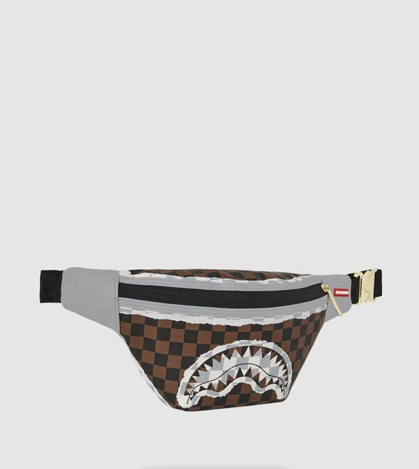 SPRAYGROUND CREAM BROWN TEAR CHECK SAVVY CROSSBODY