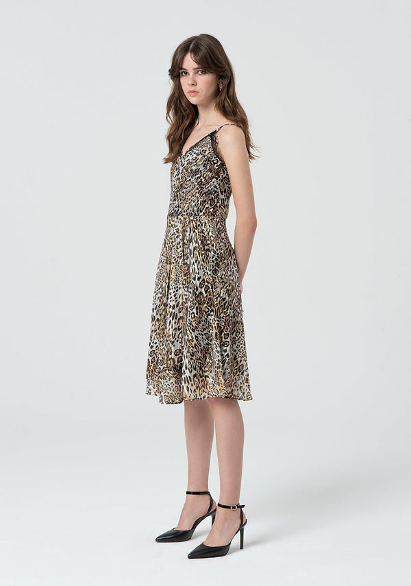 FRACOMINA PRINTED TANK DRESS SANDBLACK