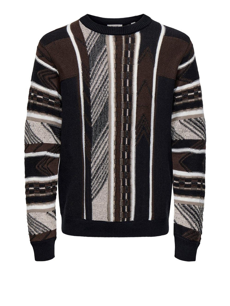 ONLY&SONS ONSRISE REG LS PATTERN CREW KNIT