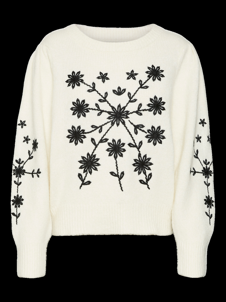 VERO MODA VMGAIA LS O-NECK EMBROIDERY PULLOVER GA