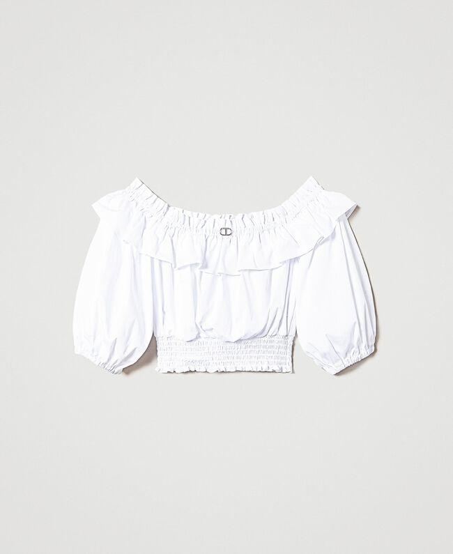 TWINSET BLUSA IN POPELINE CON VOLANT E MANICA 3/4