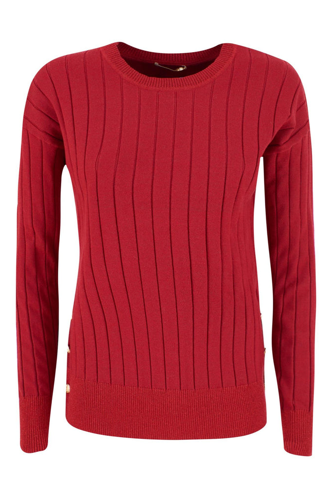 YES ZEE MAGLIA DONNA GIROCOLLO, SPACCHETTI LATERALI