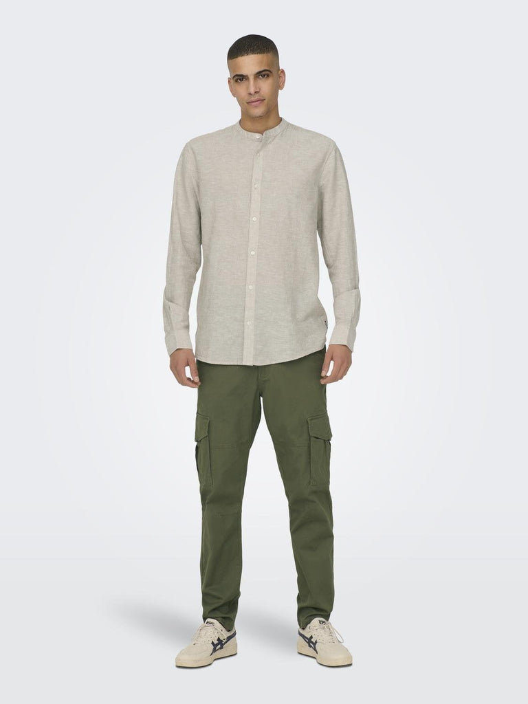 ONLY&SONS ONSCAIDEN LS SOLID LINEN MAO SHIRT NOOS