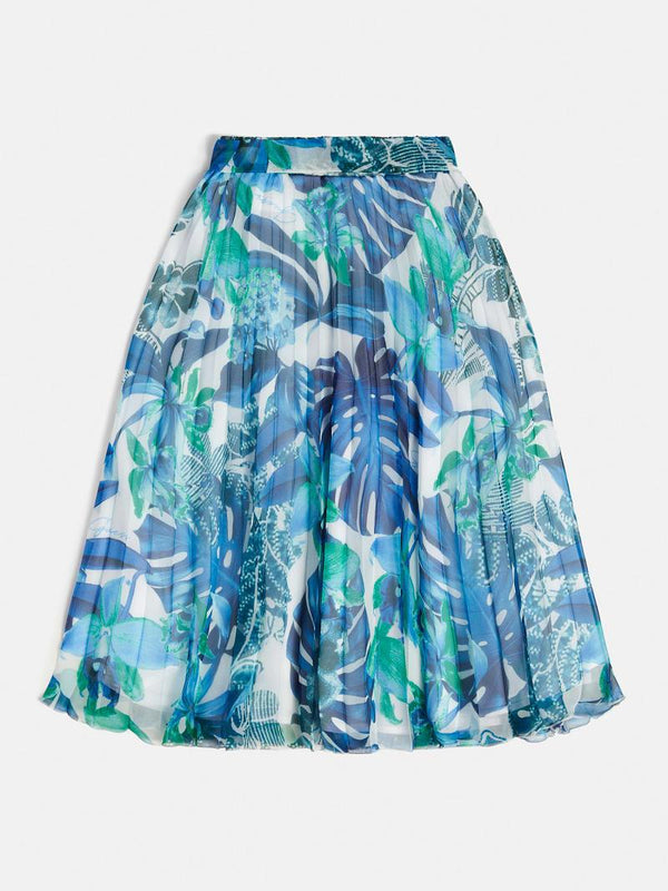 GUESS PLEATED CHIFFON MIDI SKIRT