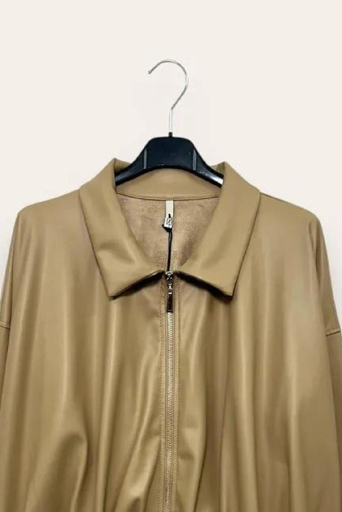 LOVEme Giacca in ecopelle morbida, con zip