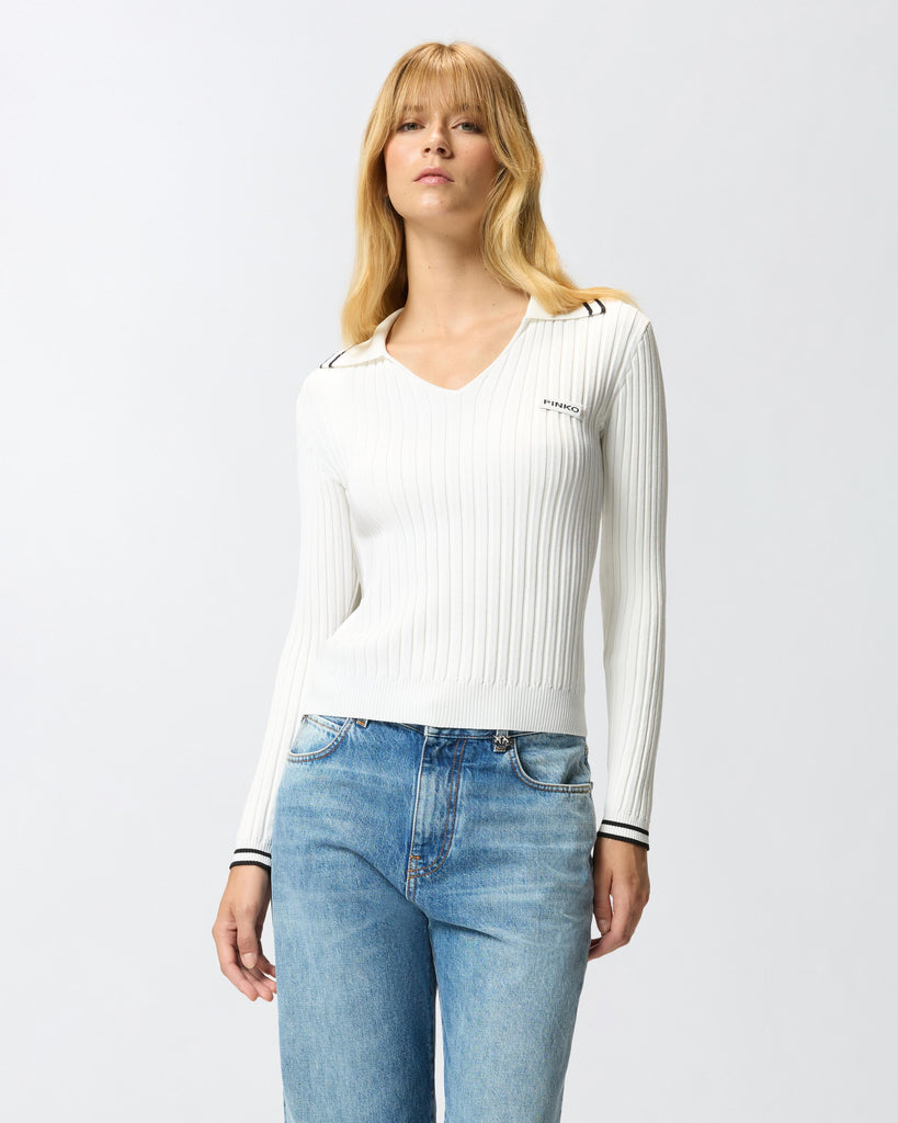 PINKO LINOSA POLO RIBBED VISCOSA STR