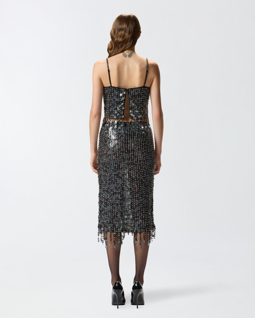 PINKO PONGO TOP PAILLETTES E CRISTAL