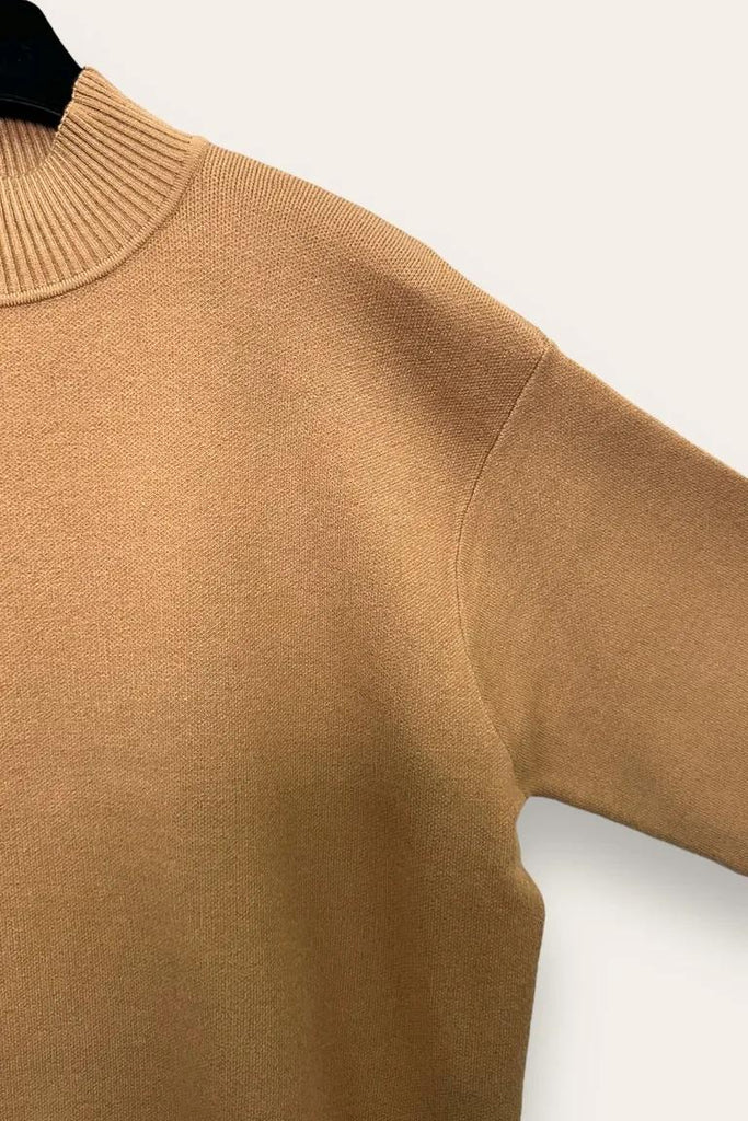 LOVEme Completo maglia manica al gomito e pantalone a palazzo in maglia, fondo a contrasto