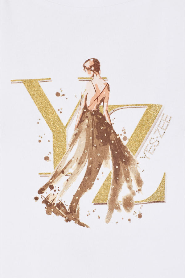 YES ZEE T-SHIRT DONNA MANICA PIPISTRELLO CON RISVOLTO