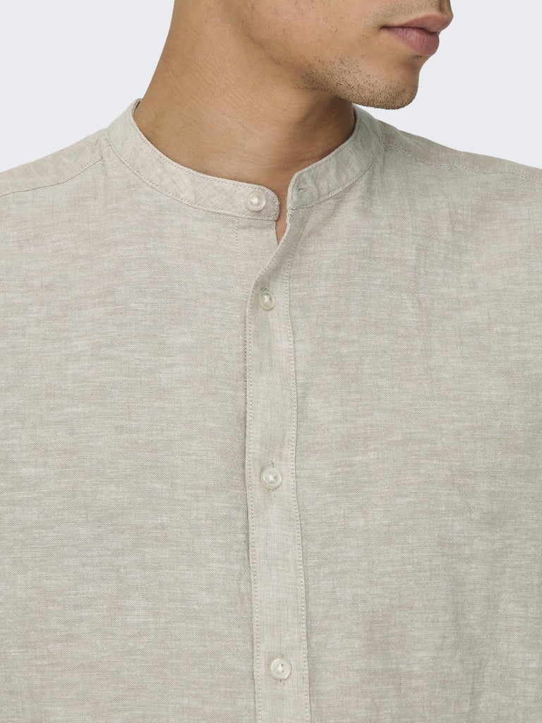 ONLY&SONS ONSCAIDEN LS SOLID LINEN MAO SHIRT NOOS
