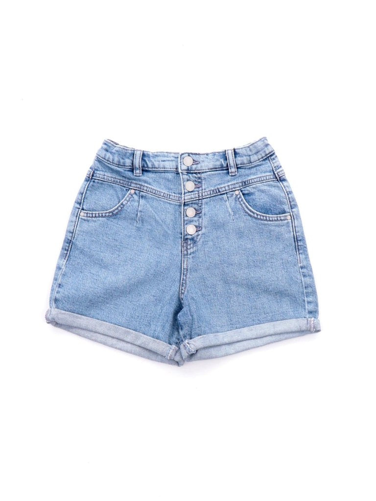 GUESS DENIM SHORTS W/EXPOSED BUTTON