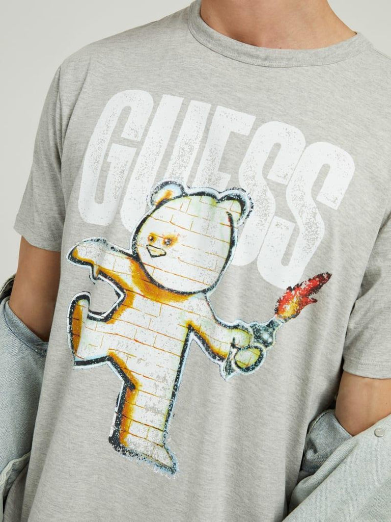 GUESS SS BSC MOLOTOV TEDDY HTHR TEE