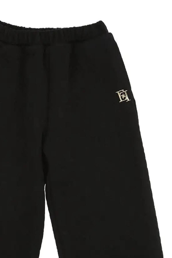 ELISABETTA FRANCHI La Mia Bambina JOGGERS IN FELPA EMBOSSED CON PLACCA EF NERO