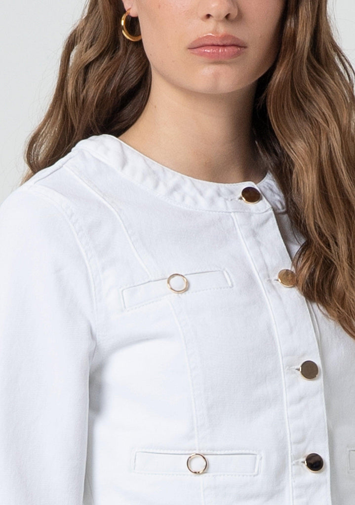 FRACOMINA BULL DENIM CHANEL JACKET WHITE