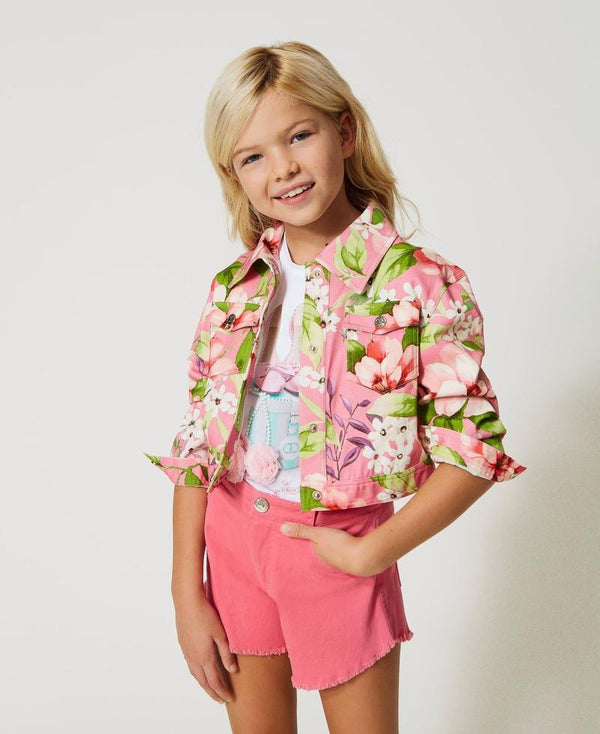 TWINSET GIUBBINO IN BULL STAMPA FIORI