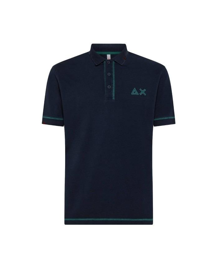 SUN68 POLO SOLID STITCHING  CONTRAST  EMBROIDERY
