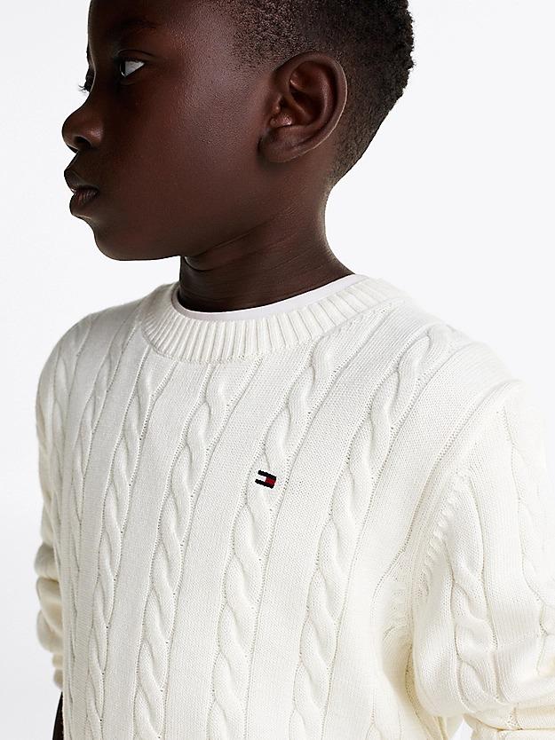 TOMMY HILFIGER CREW NECK COTTON CABLE SWEATER