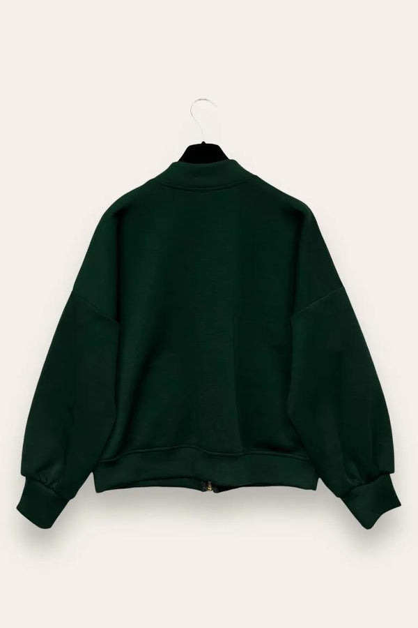 LOVEme Felpa bomber in scuba, zip e tasche