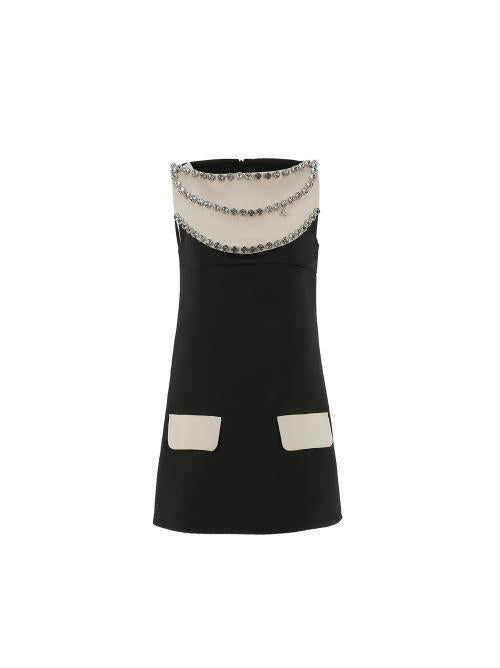 ELISABETTA FRANCHI La Mia Bambina ABITO IN DUCHESSE CON RICAMO CASTONI BURRO/NERO