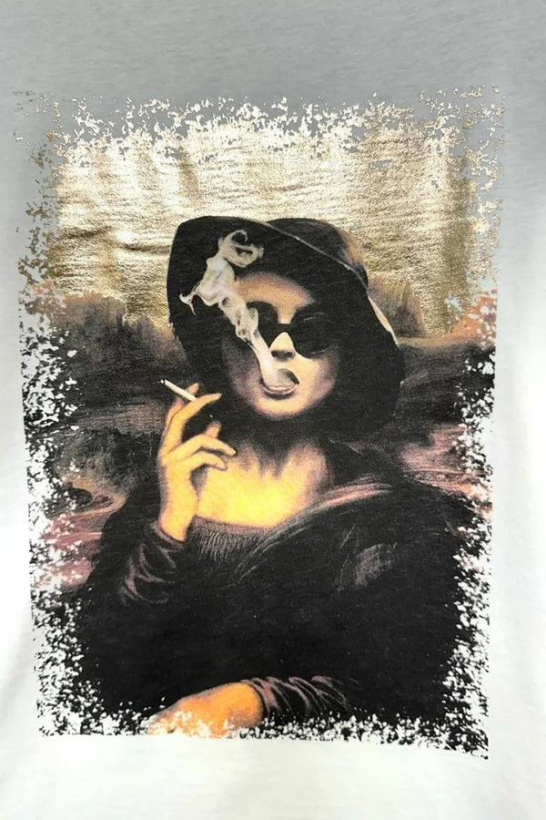 LOVEme T-shirt con stampa donna che fuma
