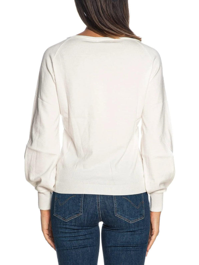 YES ZEE MAGLIA DONNA GIROCOLLO, MANICHE A SBUFFO