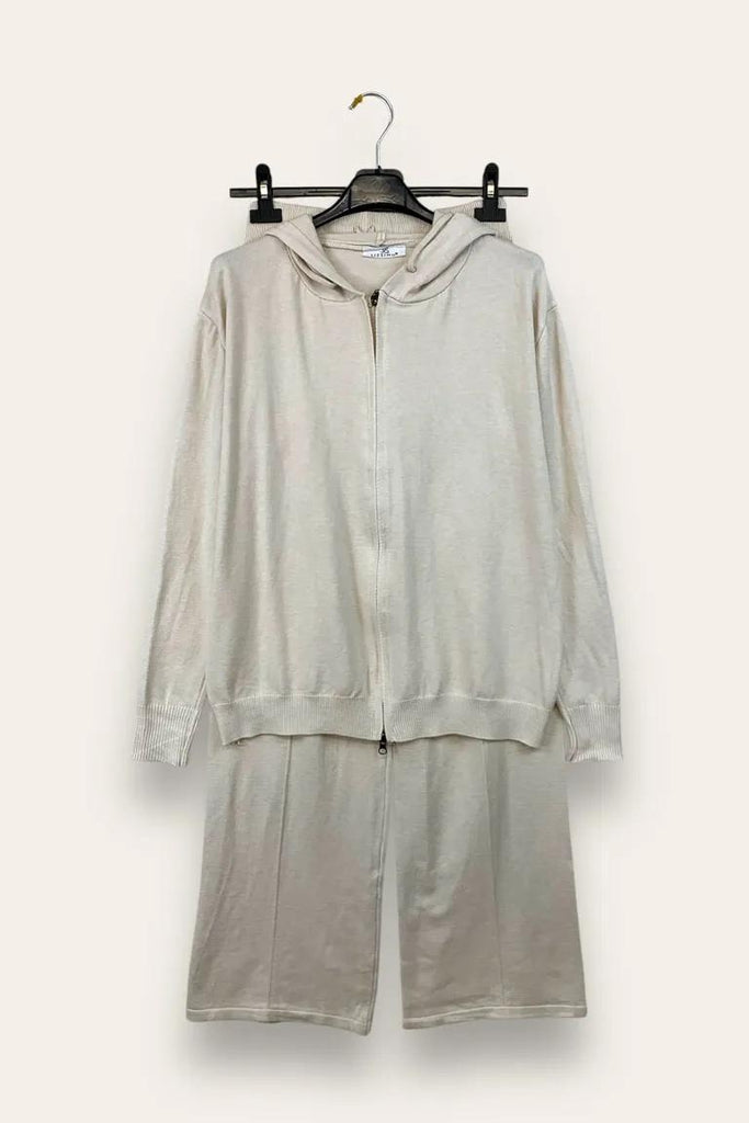 LOVEme Completo in maglia, felpa con zip e cappuccio e pantalone a palazzo