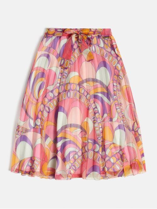 GUESS PLEATED CHIFFON MIDI SKIRT