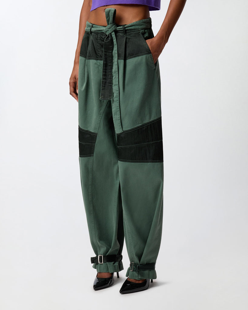 PINKO LIDIA PANTALONE COTONE E RASO