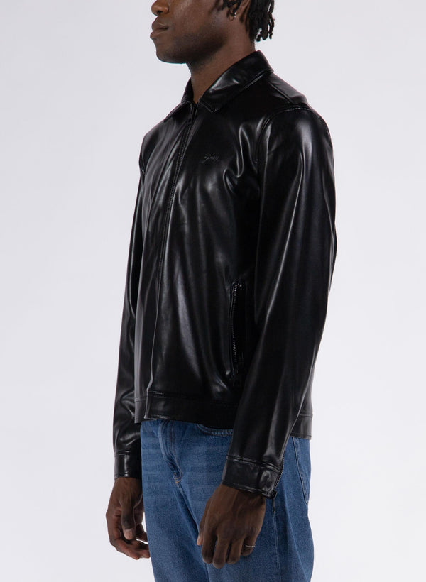 GUESS DISTRICT FAUX LTHR ZIP JKT