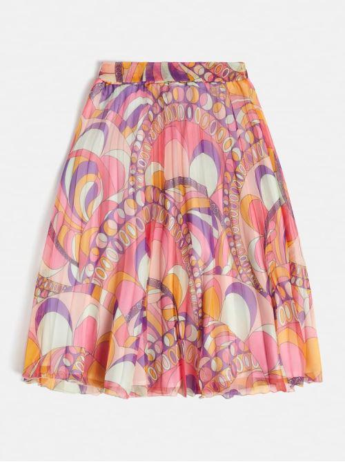 GUESS PLEATED CHIFFON MIDI SKIRT
