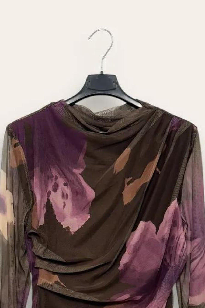 LOVEme Maglietta in tulle in fantasia, con drappeggio