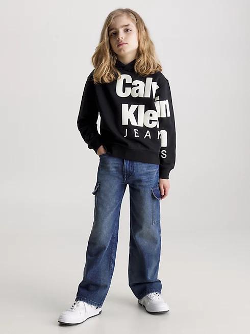 CALVIN KLEIN JEANS BLOWN-UP LOGO FLEECE HOODIE