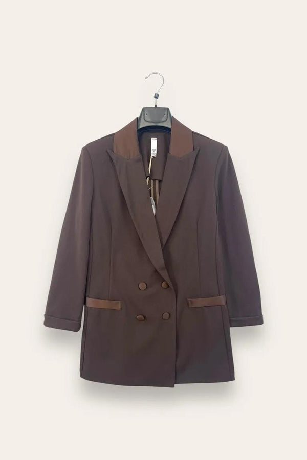 LOVEme Giacca doppio petto con inserti in raso