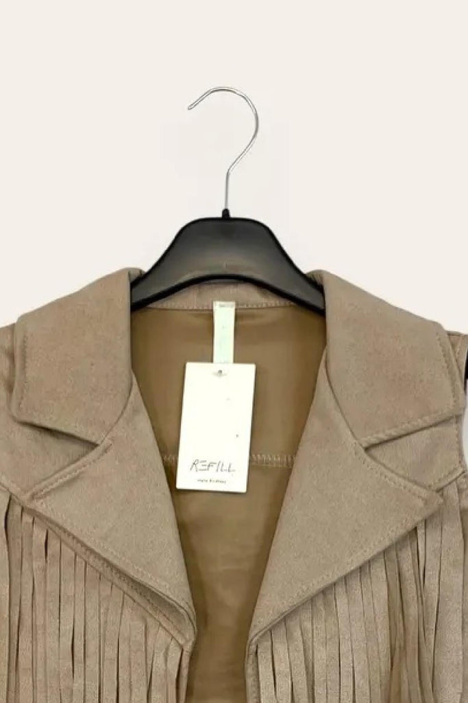 LOVEme Gilet scamosciato aperto con frange