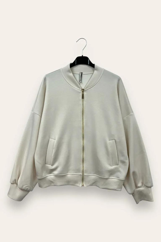 LOVEme Felpa bomber in scuba, zip e tasche