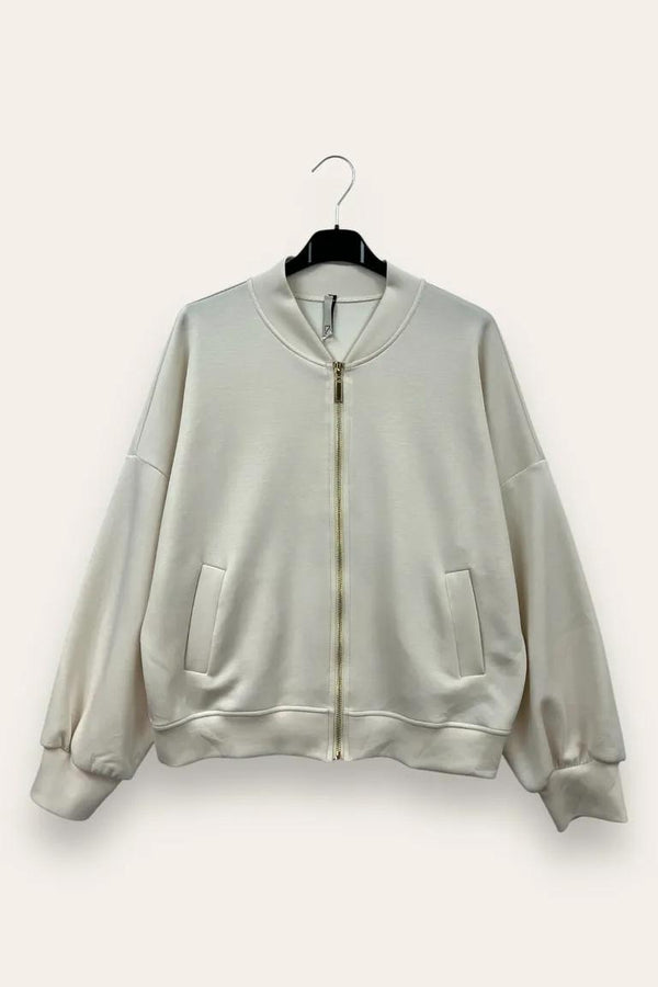 LOVEme Felpa bomber in scuba, zip e tasche