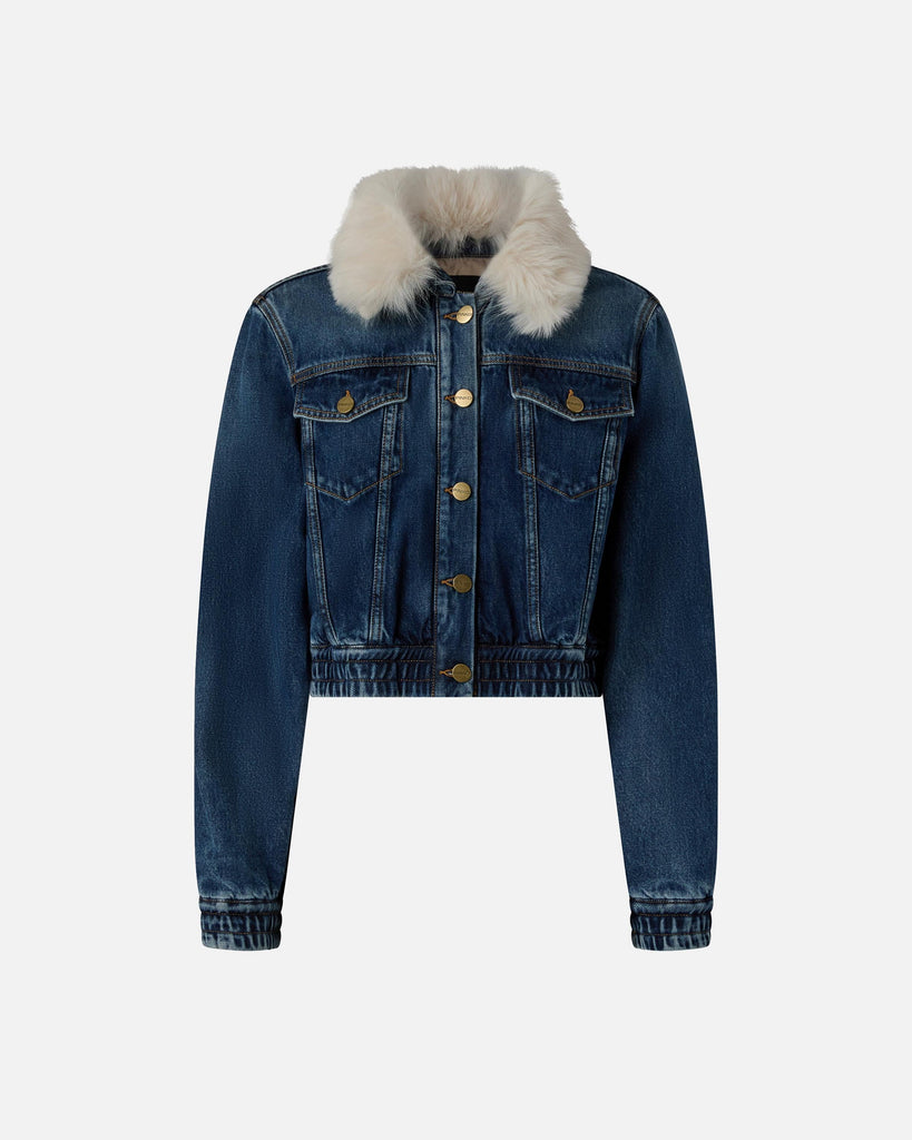 PINKO BEATO BOMBER OCEAN WAVE DENIM