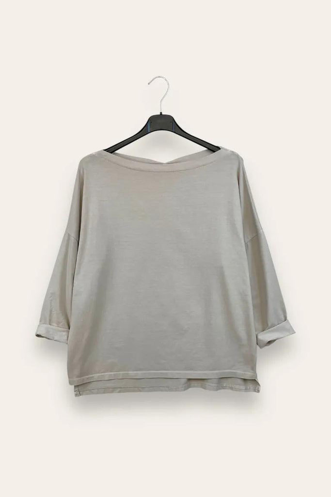 LOVEme Maglietta scollo a barca tinta unita