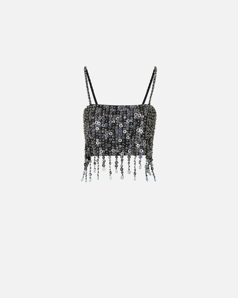 PINKO PONGO TOP PAILLETTES E CRISTAL
