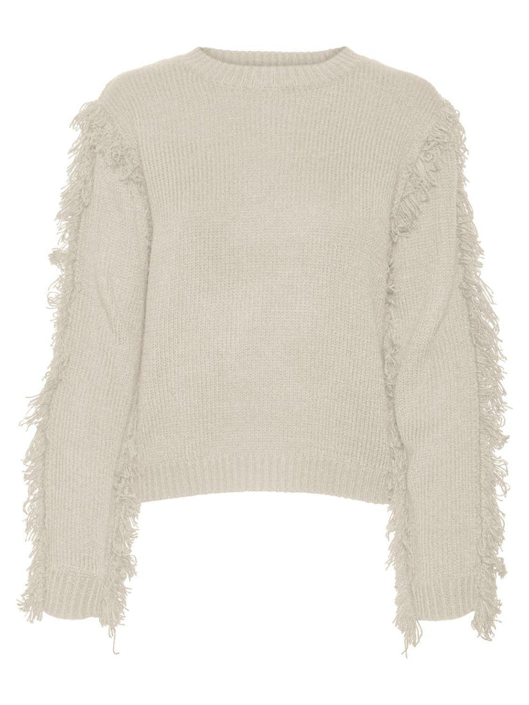 VERO MODA VMGIANNA LS O-NECK SHORT FRINGE PULLOVER
