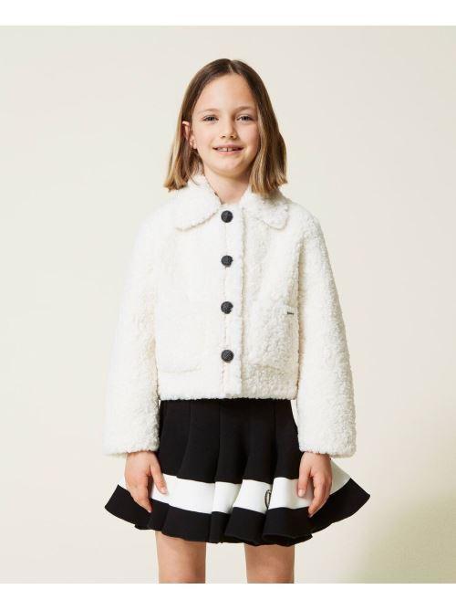 TWINSET GIACCA REVERSIBILE IN FIBRA LUNGA