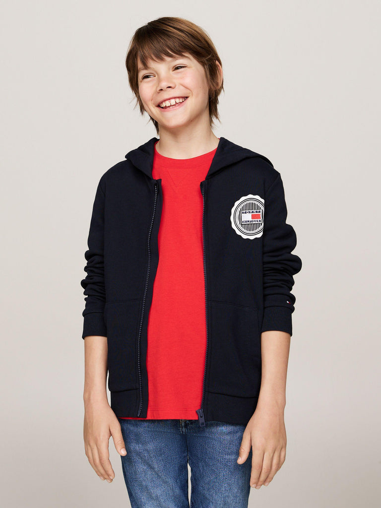 TOMMY HILFIGER STAMP TOWELLING REG ZIPUP HOOD