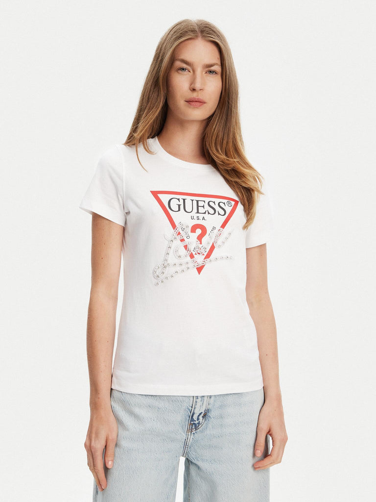 GUESS SS CN PEARLS LOVE TRIANGLE TEE