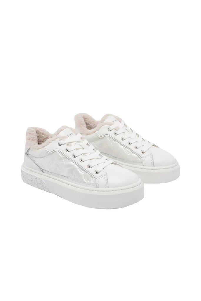 PINKO YOKO 21 - SNEAKER CALF LEATHER/MONOGRAM NYLON/LINING